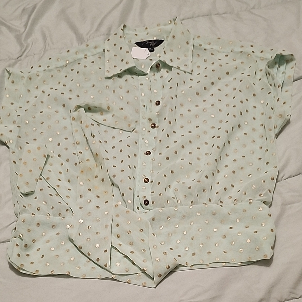 Mint Green Polka Dot Blouse